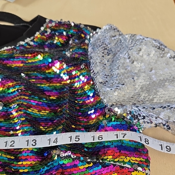CH6 NWT Strut & Bolt 2 Way Sequin Silver and Multicolor Crop Top Sm Md Lg - Picture 5 of 9